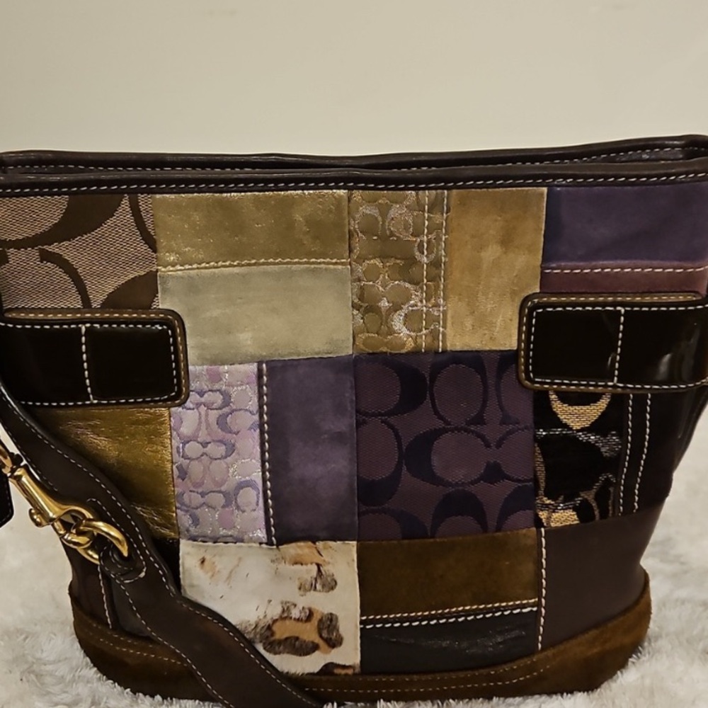 Coach Holiday Patchwork Handbag/ Shoulder Bag. Li… - image 2